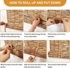 DoubleFill 2 Pcs Bamboo Shades Outdoor Reed Roll Up Blinds 48 W x 72 H Blackout - Image 3