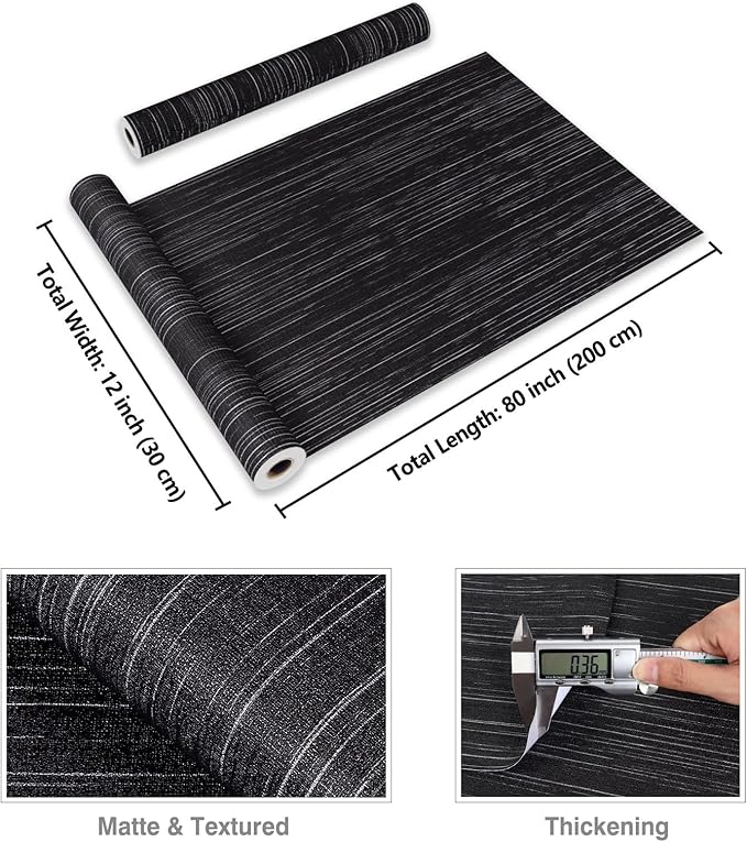 CRE8TIVE Black Grasscloth Peel and Stick Wallpaper Textured Woven Linen Fabric - Image 8