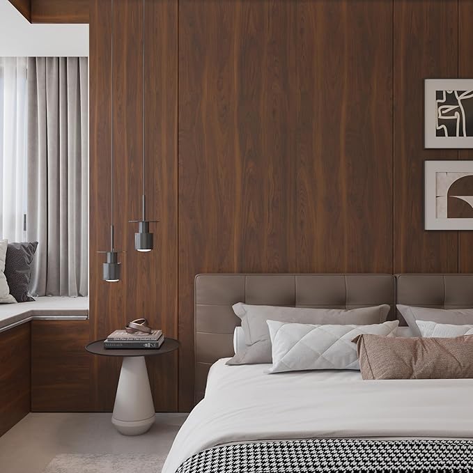 BOMENG Walnut Wood Contact Paper 16x197 inch Dark Brown Wood Wallpaper Peel and - Image 8