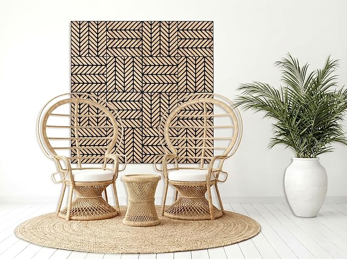Mollywell Acoustic Panels, PVC Wood-Grain Decor, 12x12 Inch Carved Pattern - Image 8
