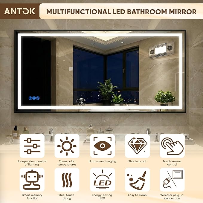 Antok 48X36 LED Bathroom Mirror - Image 7