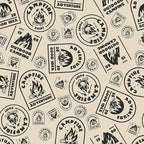 FLFK Beige Wallpaper Peel and Stick Antique Campfire Postmark Contact Paper by FLFK