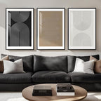 Large Framed Boho Neutral Abstract Wall Art, 3 Piece Modern Art Prints by Cuspin
