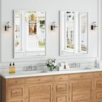 Syndra White Wood Frame Bathroom Mirror, Waterproof Slim Deep Frame, - Image 2