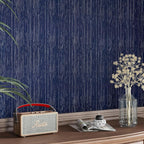 CRE8TIVE Wide Dark Blue Grasscloth Peel and Stick Wallpaper - Image 2