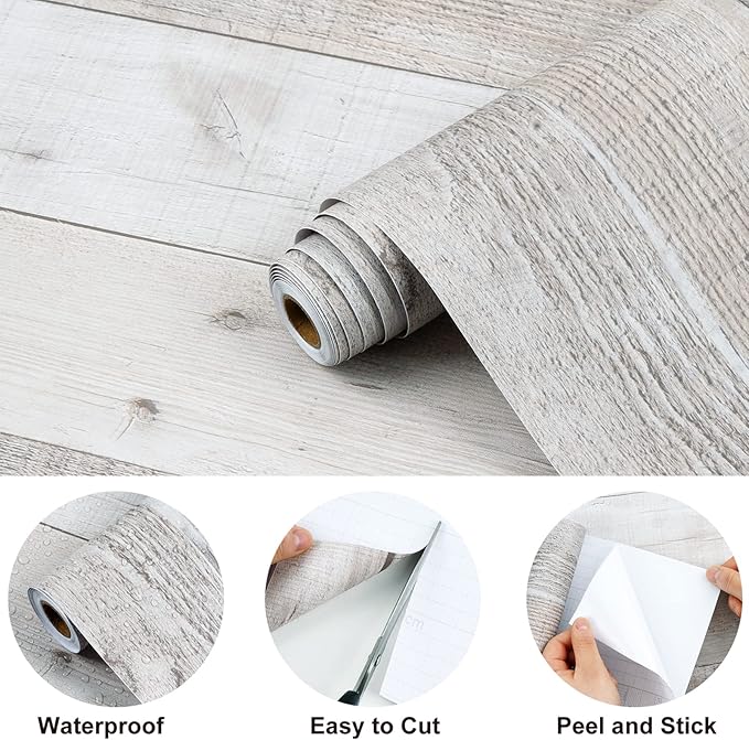 Wenmer Grey Wood Peel and Stick Shiplap Wallpaper - Image 7