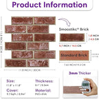 3D Peel and Stick Faux Brick Wall Panels 11.8" x 11.8" 10-Pack, Small - Image 3