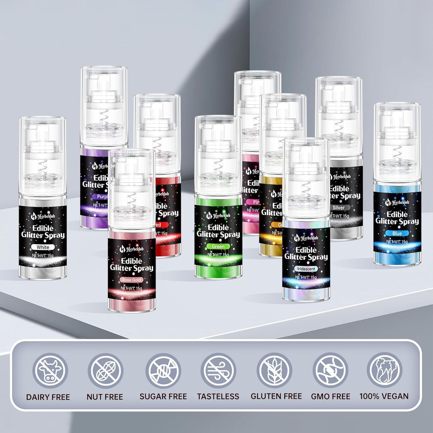 Silver Edible Glitter Spray - 15g Edible Silver Glitter for Cakes Food Grade Metallic Shimmer Powder Cake Spray for Cookie Decorating Chocolate Strawberry