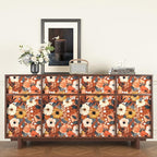 BOKEBEVE Extra Long Orange Wallpaper Stick and Peel Boho Floral Contact Paper - Image 6