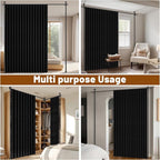 100% Blackout Room Divider Curtains Sets Black 2 Panels W100 x L96in No Drill - Image 7