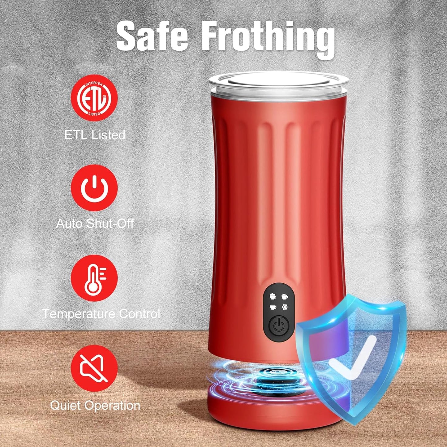 Electric Milk Frother, 4-in-1 Milk Steamer and Frother, 8.1oz/240ml Automatic Warm and Cold Foam Maker, Auto Shut-Off Frother for Coffee, Latte, Cappuccino, Macchiato(Rose)