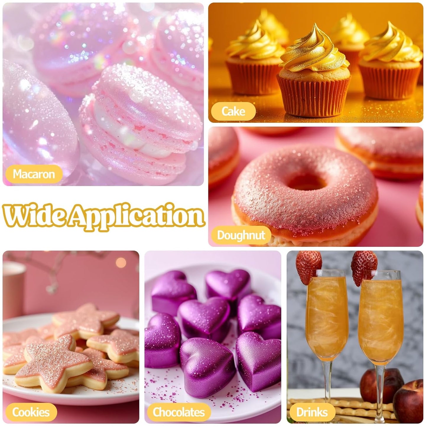 Nomeca Edible Glitter for Drinks Cakes, 8 grams Food Grade Luster Dust Sprinkles Glitter for Cake Decorations, DIY Cocktails, Beverages & Cake Decorating, Dessert Cake Topper (6-Sparkle White)