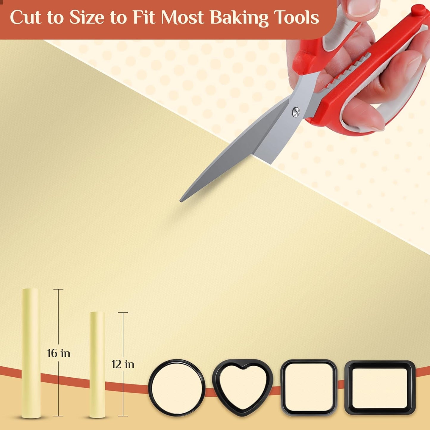 Silicone Baking Mat, 12 IN x 6 FT Free Cutting Baking Sheet,Non-Stick Reusable Dough & Pastry Mat,Non-Slip Silicone Mat Roll for Air Fryer Liner,Freeze Dryer,Oven Baking Pan,Kitchen Counter