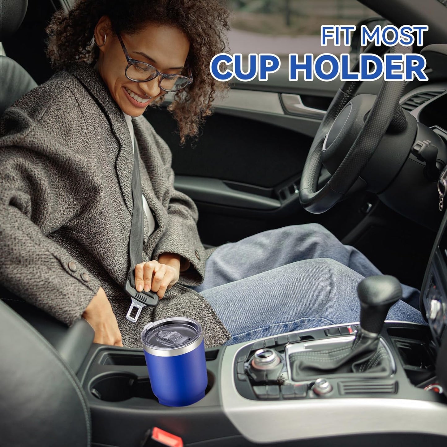 30 oz Tumbler with Lid Stainless Steel Tumblers Bulk Vacuum Insulated Cup Reusable Powder Coated Travel Mug Double Wall Leak Proof Cups Keep Cold Drinks for 12 Hours Blue, Set of 8