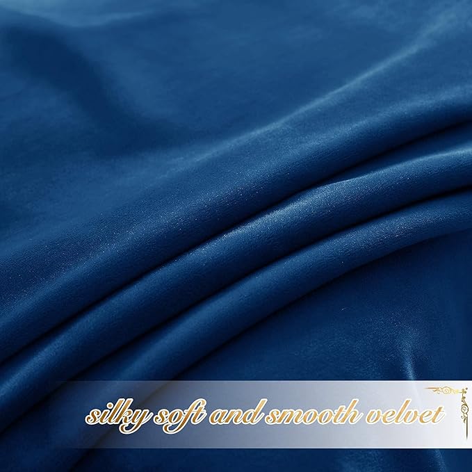 NICETOWN Royal Blue 96 inch Velvet Curtains - Image 6