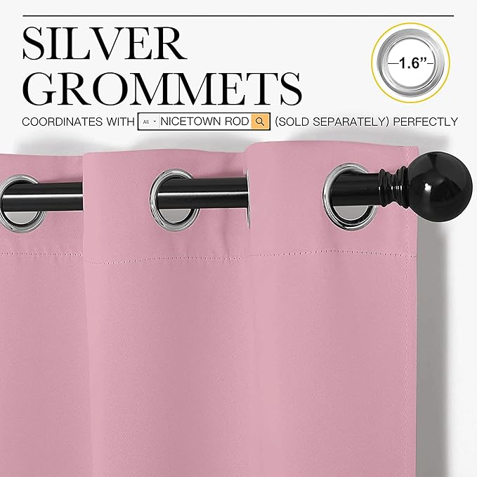 NICETOWN Crystal Pink Room Darkening Curtains - Image 2