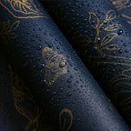 Froluya Dark Blue and Gold Vintage Floral Peel and Stick Wallpaper 17.7"x118.1" - Image 7
