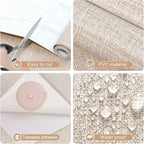Amiya Grasscloth Khaki Wallpaper 17.3"x80" Peel and Stick Tan Faux Fabric Linen - Image 2