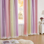 XiDi Curtains for Bedroom Decor, Rainbow Pink PurpleYellow52/45/1 - Image 3