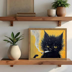 Vintage Framed Black Cat Wall Art, Mens Room Canvas Print Poster, Cool Animals - Image 7