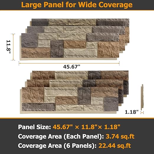 ROOMTEC 6-Packs Faux Stone Wall Covering Panels - Image 2