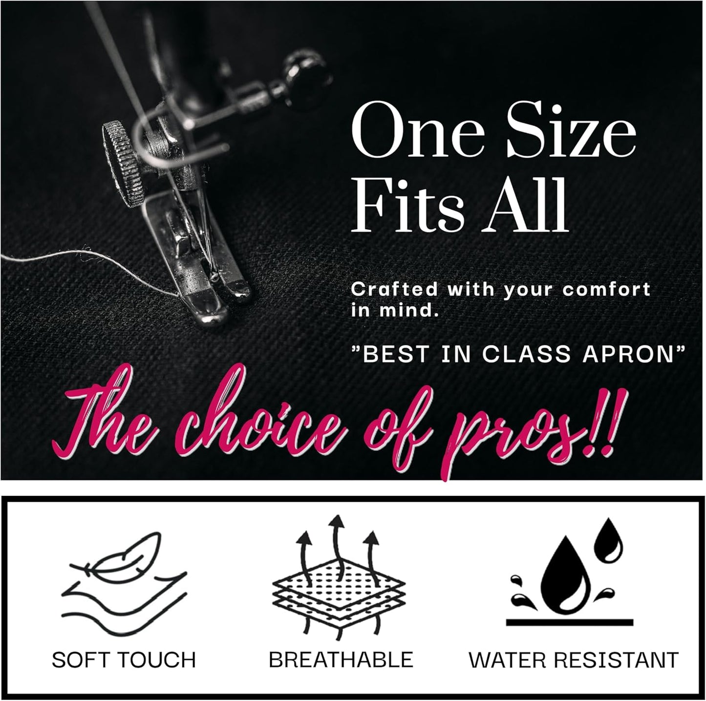 Pomp 2 Pack Premium Bib Aprons | Adjustable Neck + 2 Pockets | Water + Oil Resistance | Men & Women's Kitchen Cooking Aprons