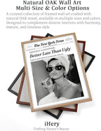 iHery Natural OAK Wood Audrey Hepburn Newspaper Trendy Framed Wall Art - Image 4