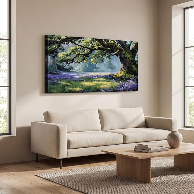 Ardemy Giant Tree Forest Canvas Wall Art 40"x20" Picture – Sunlit Landscape - Image 5