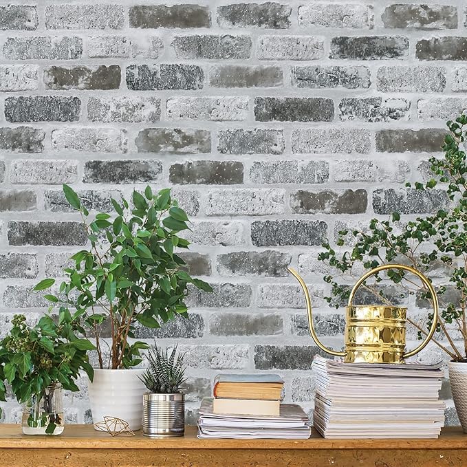 Guvana 17.3"×394" Brick Wallpaper Grey Self Adhesive Wallpaper 3D Brick Peel by Guvana