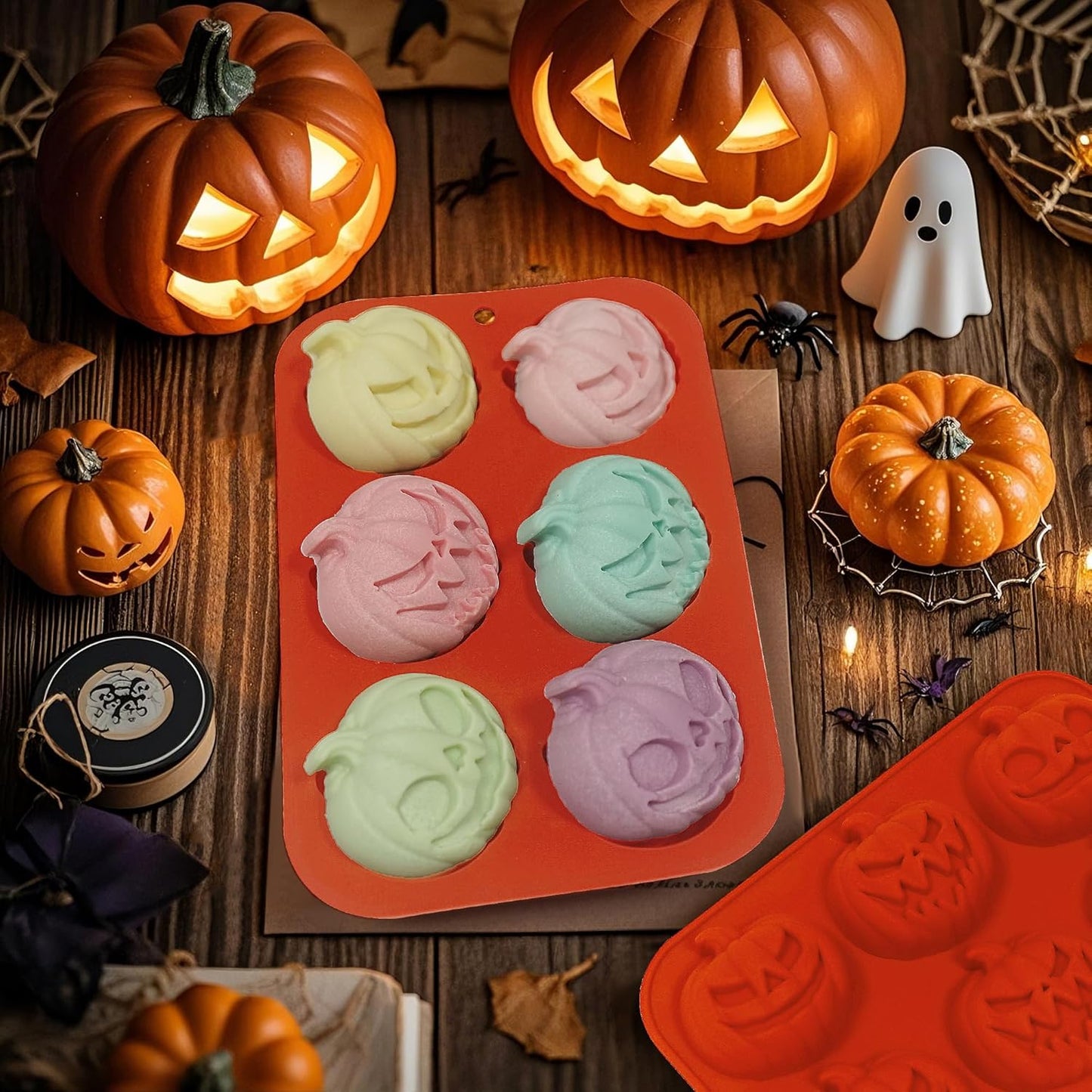 2Pcs Halloween Pumpkin Molds Silicone for Chocolate Candy, 3D Halloween pumpkin Molds Silicone for Candy Gummy (Pumpkin)