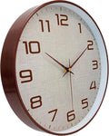 Woodgrain Wall Clock, Silent Non-Ticking Battery Operated Clock 10 Inch by MABPEDO