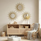 3 Set Gold Sunburst Mirrors for Wall Decorative Metal Mirrors Small Mirror Sets - Image 7