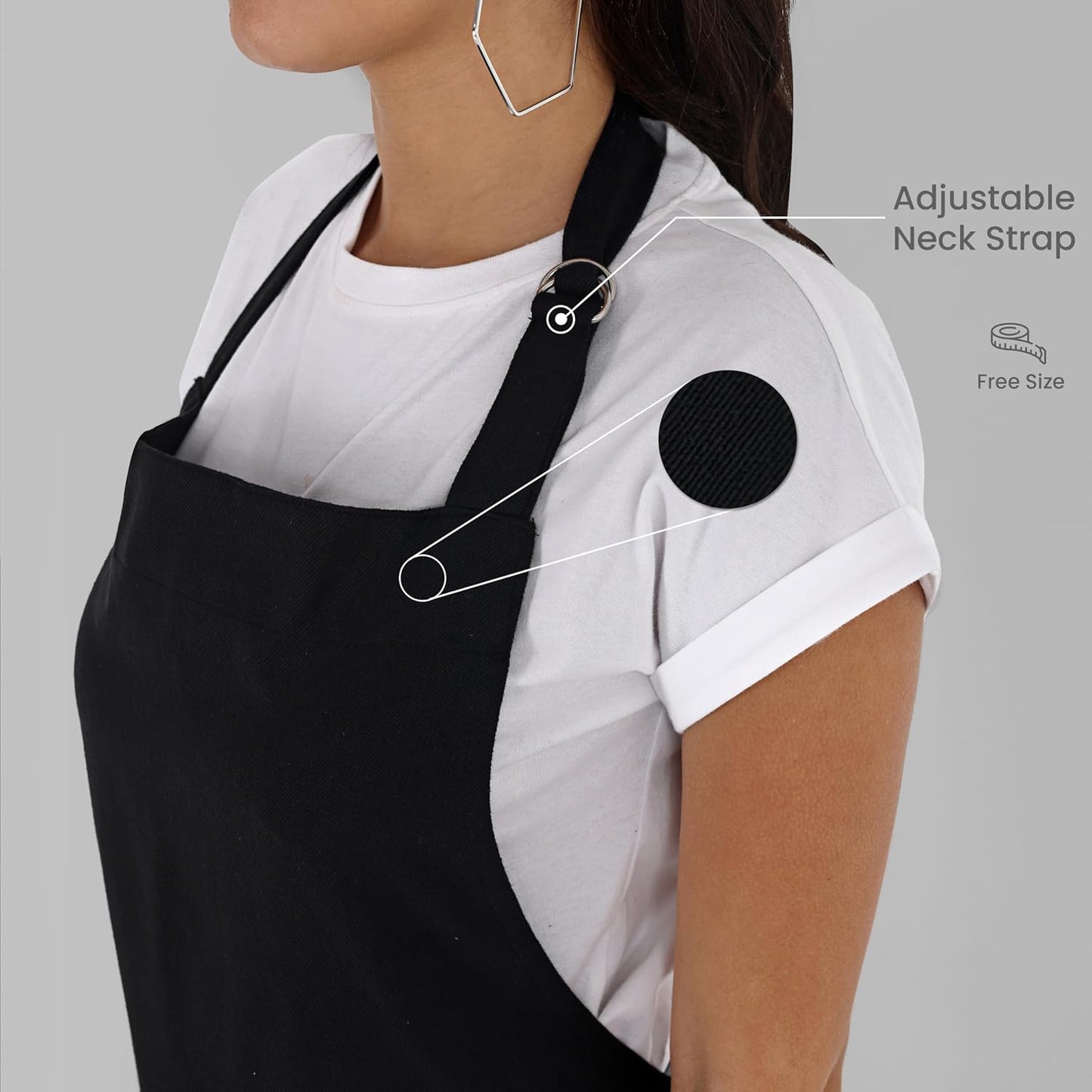 Chef Apron, Recycled Cotton Kitchen Apron with an Adjustable Neck with Long Ties, for cooking, baking