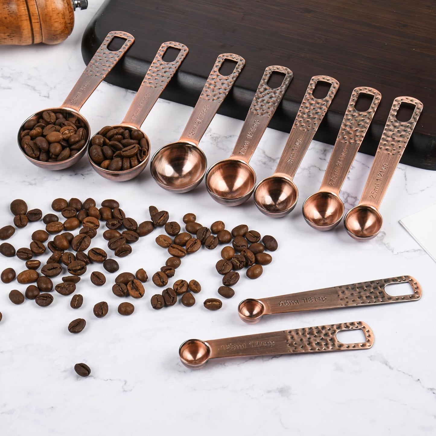 Copper Measuring Cups and Spoons Set 20 for Kitchen & Baking, Metric & US Stainless Steel Measure Cups and Spoons with Leveler for Dry & Liquid