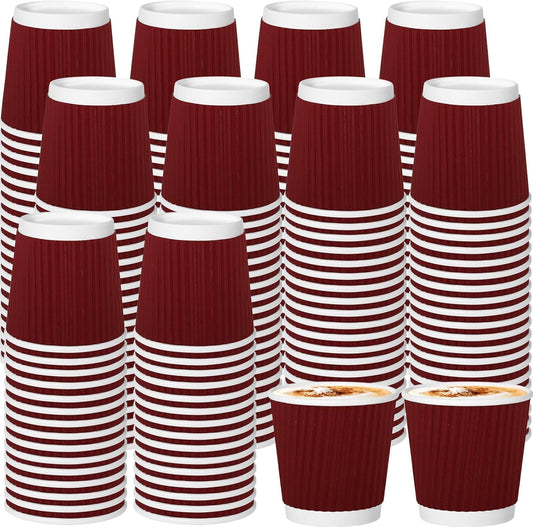 240Pack Paper Espresso Coffee Cups, 4 oz Disposable Coffee Cups,Corrugated Insulated Ripple Wall, Paper Ripple Cups for Coffee, Hot Chocolate and Hot Tea Drinks -Red