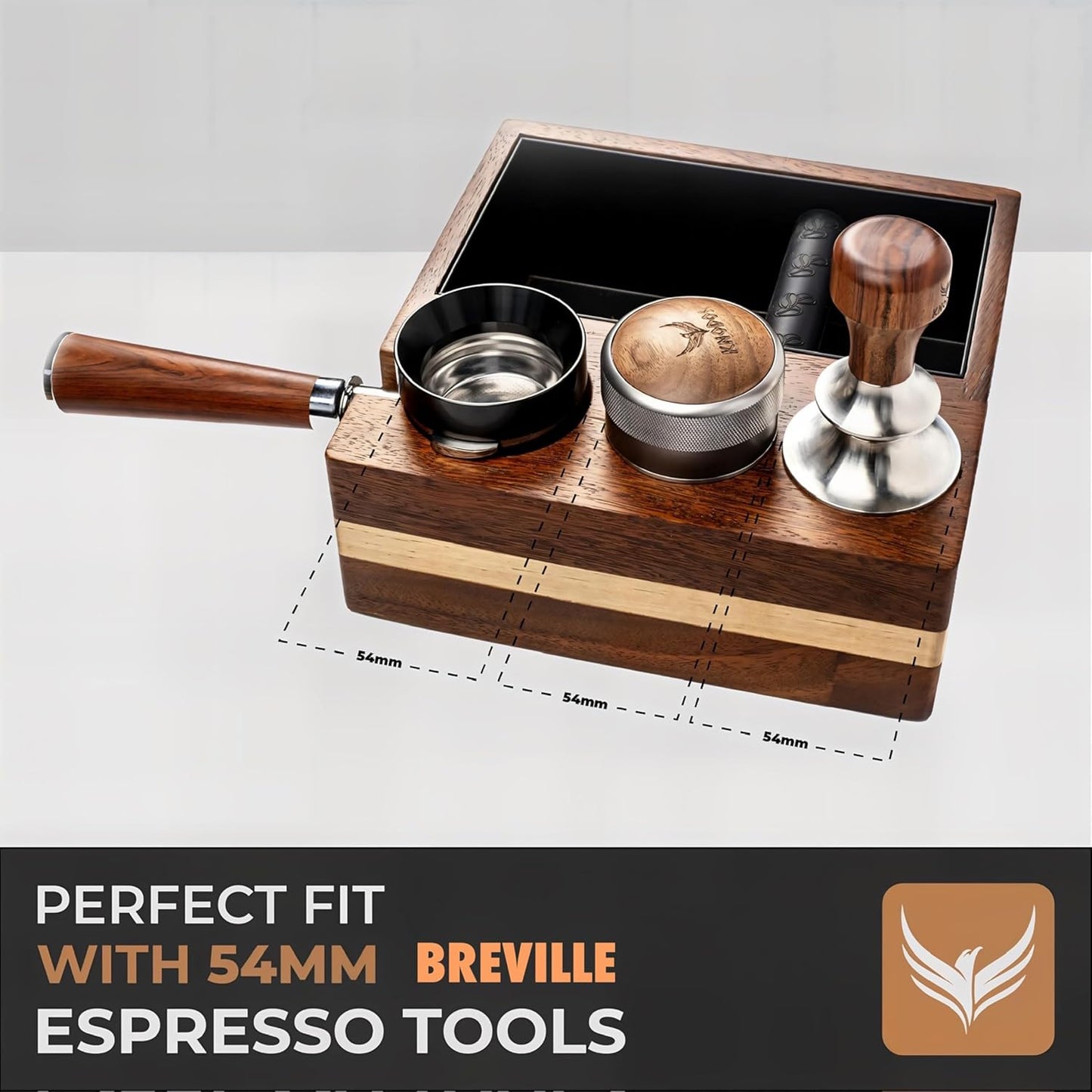 Espresso Knock Box With 54mm Tamping Station For Breville Espresso Accessories Adjustable Portafilter Height, Detachable Coffee Dump Bin