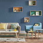 Blue Wallpaper Grasscloth Peel and Stick Wallpaper 17.7inch x 196.8inch - Image 3