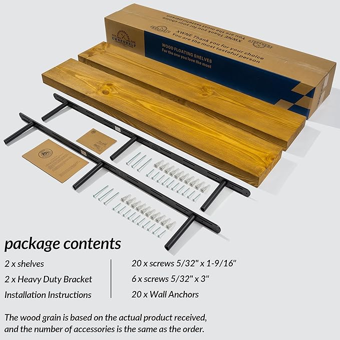 Rustic Floating Shelves 48 inch Long 8 inch deep Set of 2, Solid Wood Wall - Image 7