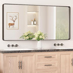 Keonjinn Black Bathroom Mirror for Over Sink, Sandblasted Finish Matte Black by Keonjinn