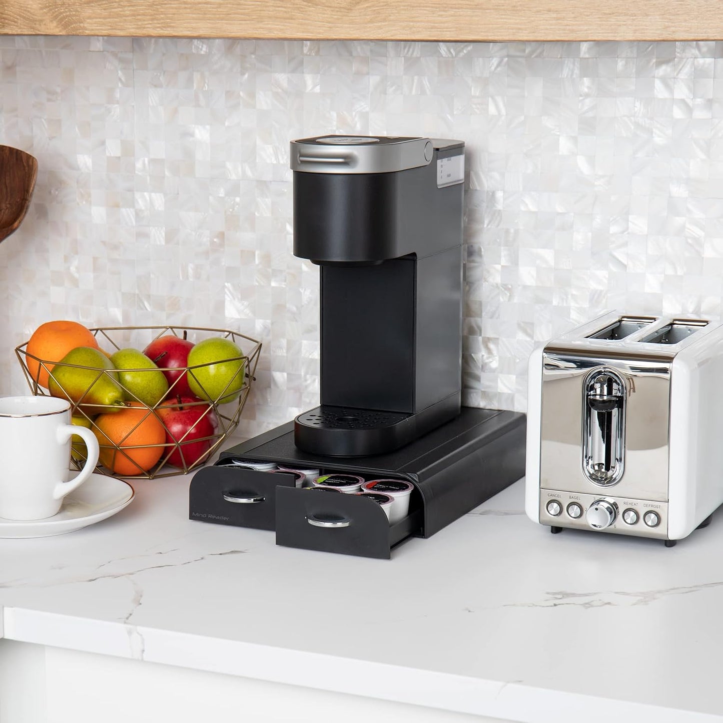 Mind Reader Single Serve Pod Organizer, 2 Drawers, 24 Pod Capacity, Keurig Mini Compatible, Black