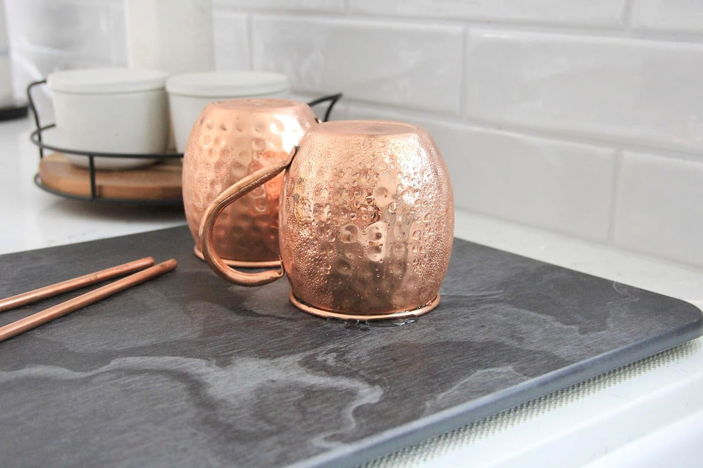 Large Stone Drying Mat for Kitchen Counter, Water Absorbing Stone, Quick Dry Stone Mat Kitchen, Diatomaceous Earth Dish Drying Mat (17.7 x 13.8 Inch Black Marble Drying Mat)