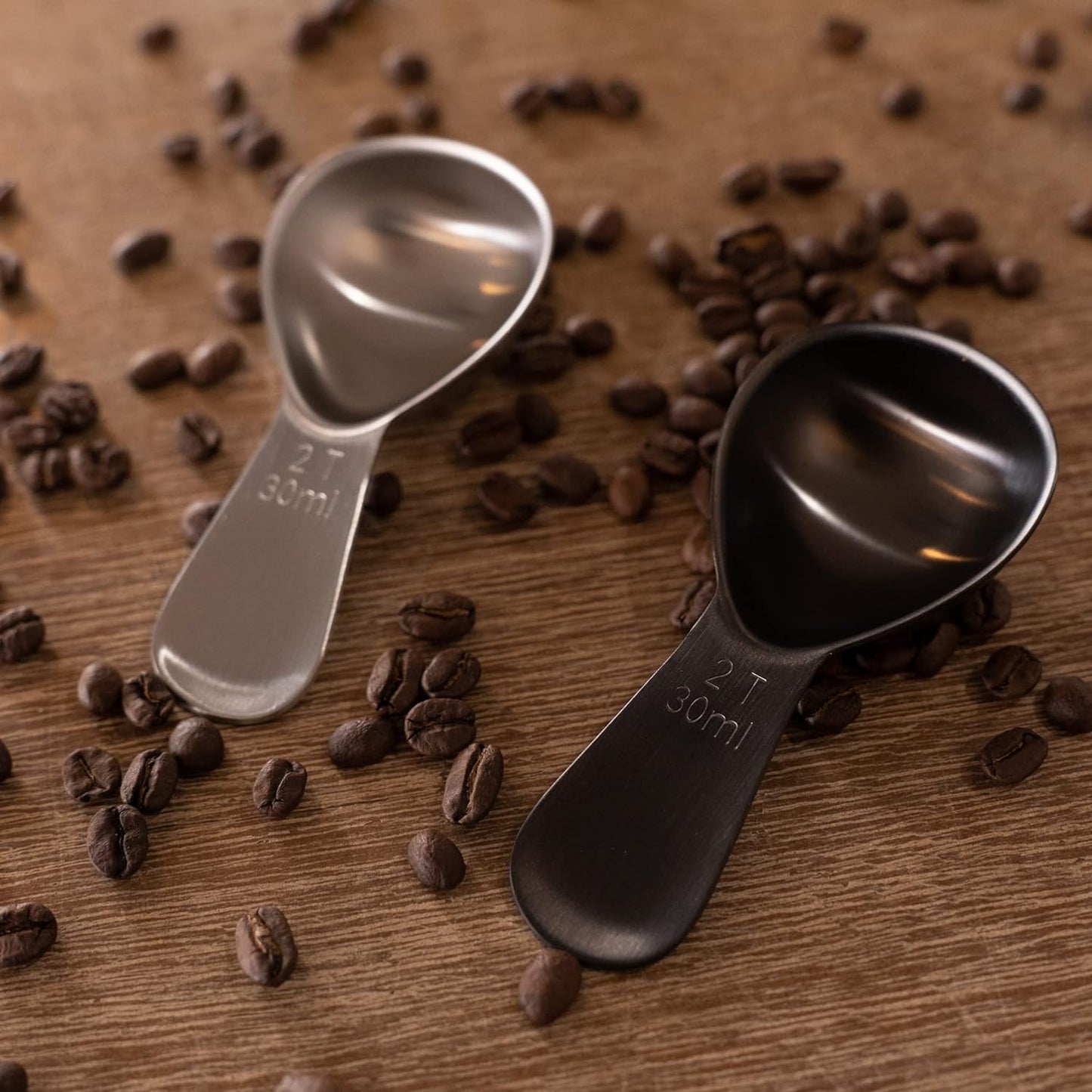 Coffee Scoop 2 Tbsp – Brushed Black, Stainless Steel – Precise Measuring Spoon for Coffee, Tea & More – Ergonomically Balanced Handle – Fits Inside Airscape® Canisters