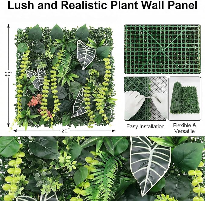 6 Pack 20"x20"Grass Wall Panels-Artificial Boxwood Panels - Image 2