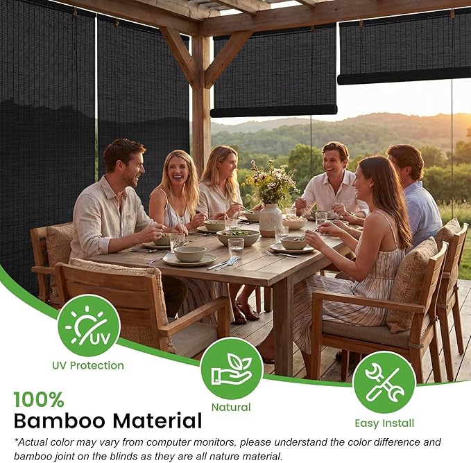 Bamboo Blinds, Custom Sizes Roller Shades - Image 4