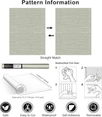 Simon&Siff Textured Grasscloth Peel and Stick Wallpaper 17.7"x118" Neutral Faux - Image 8