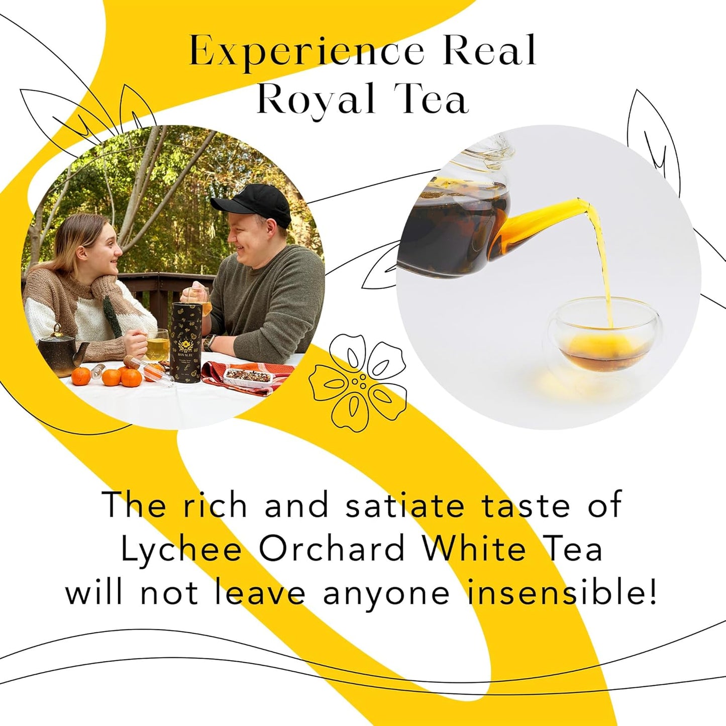 MyRoyalte Exquisite Jasmine Lychee White Tea Blend - 1.3 oz Fragrant White Tea Infused with Sweet Jasmine and Refreshing Lychee Flavors - 100% Natural Tea Gift For Tea Lovers