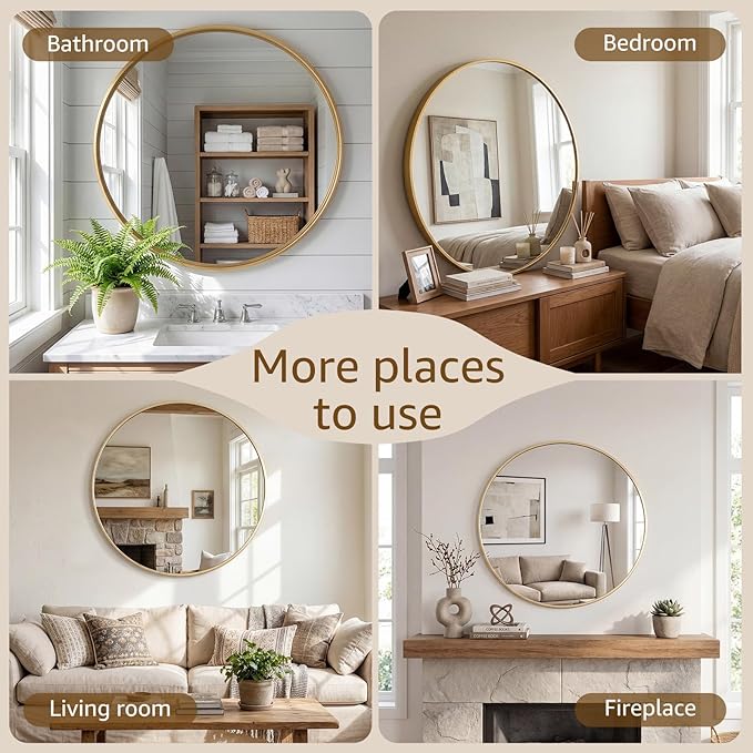 DUMOS 20 Inch Round Wall Mirror, Bathroom Mirror - Image 6