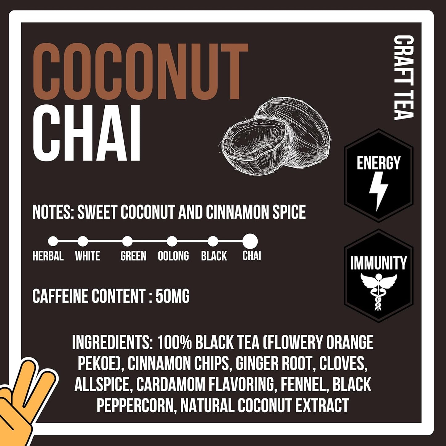 Revival Tea Company Coconut Chai Tea - Black Tea Blend with Fresh Spiced Chai and Coconut Flavor - Loose Leaf 8 Ounces