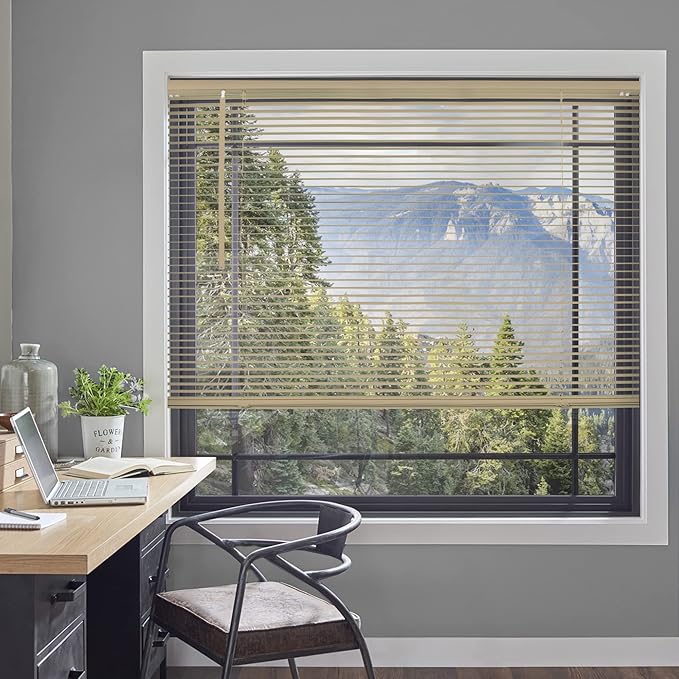 CHICOLOGY Mini Blinds for Indoor Windows – 42"W x 48"H, Cappuccino Horizontal - Image 2