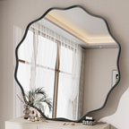 Round Wavy Mirror, 36 Inch Metal Frame Circle Mirror, Round Wall Mounted - Image 2